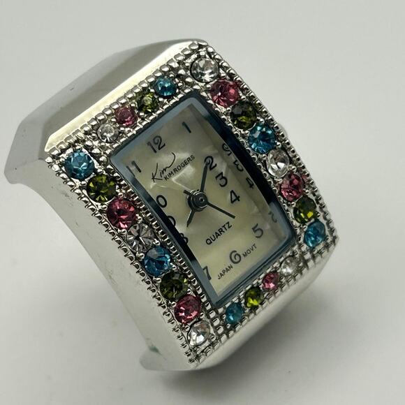 Kim Rogers Multi-colored Crystal Bezel Ring Watch Working New Battery main image 7